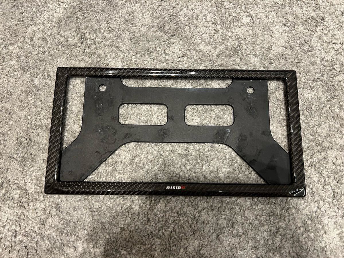 【中古】 nismo カーボンナンバープレートリム ナンバープレートロック ドライカーボン ニスモ 日産 ナンバーフレーム GTR等に