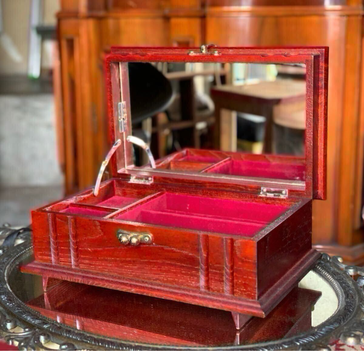 レトロ】 ジュエリーボックス オルゴール付き 木製 宝石箱 レトロ】 ジュエリーボックス オルゴール付き 木製 宝石箱