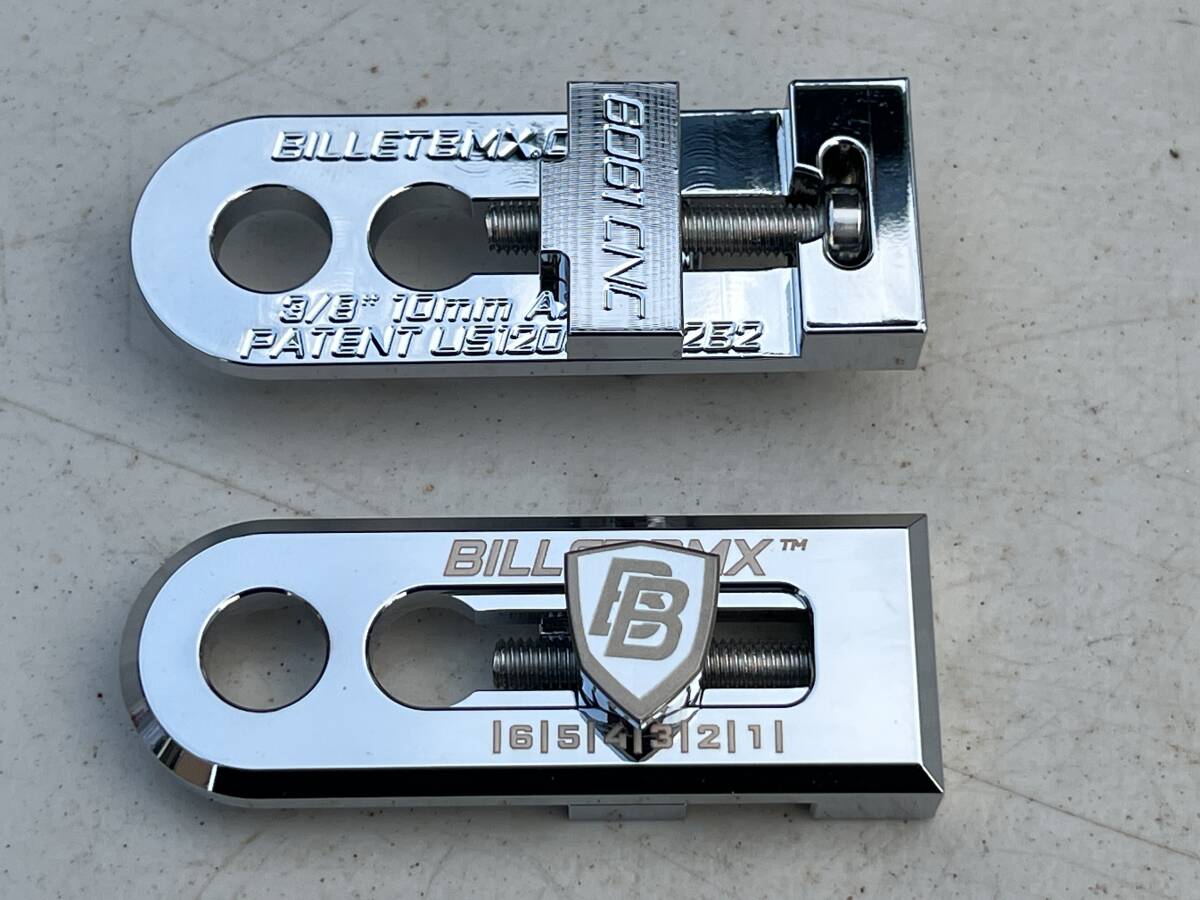 USA Billet BMX チェーンテンショナー 3/8インチ 10mm アクセル クローム鍍金 左右 USDM BMX MTB GT KUWAHARA 國內(nèi)在庫 即納