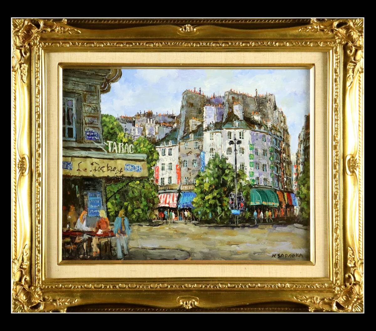 真作保証 定岡宏「PARIS街景」 油彩6號(hào) 歐州風(fēng)景畫家 元二元會(huì)會(huì)員 [Rg96いも]