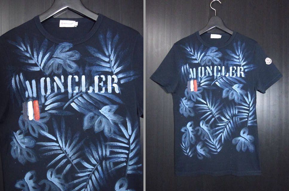 １円【正規(guī)品】MONCLER/モンクレール:ペイントリーフ柄クルーネックシャツ