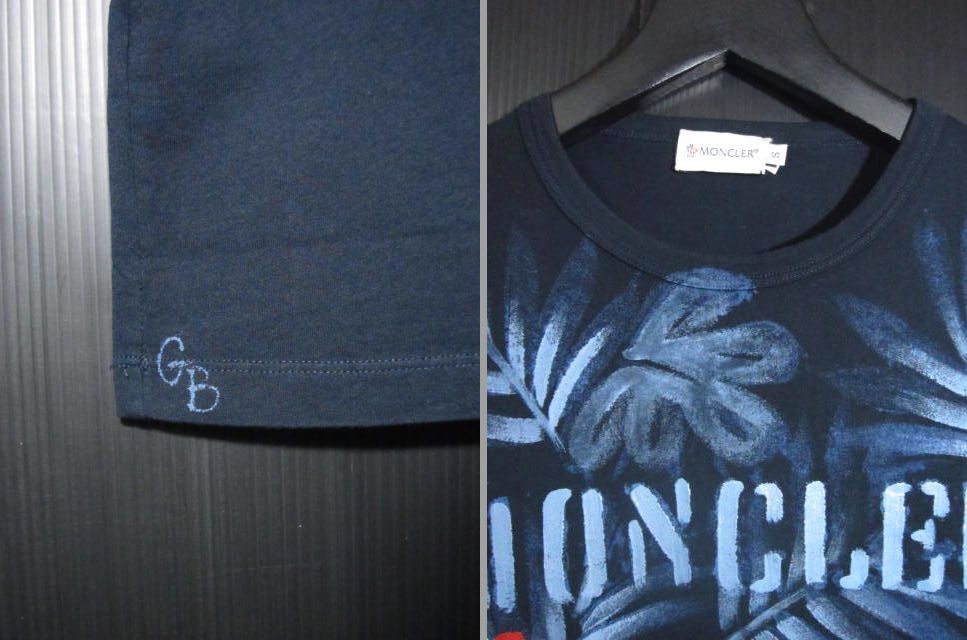 １円【正規(guī)品】MONCLER/モンクレール:ペイントリーフ柄クルーネックシャツ