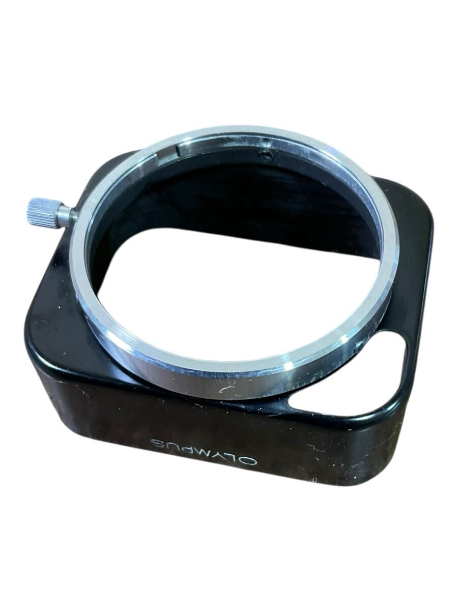 G05レ/希少 未使用 カメラ店在庫 OLYMPUS 角型メタルフード レンズフード 革ケース ビンテージ 