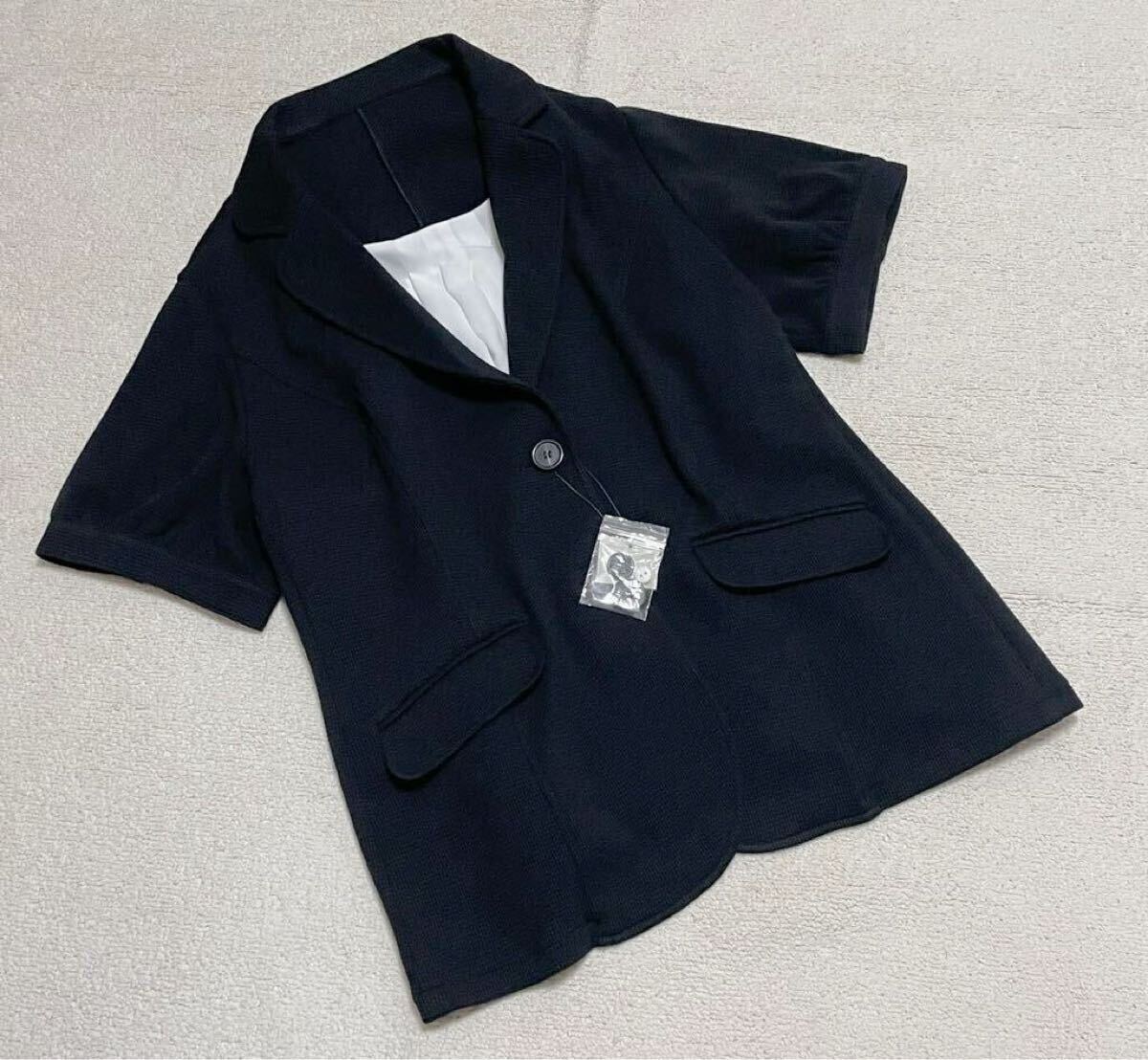 ◇新品23號◇インナーブラウス付きジャケット*大きいサイズ*黒＊