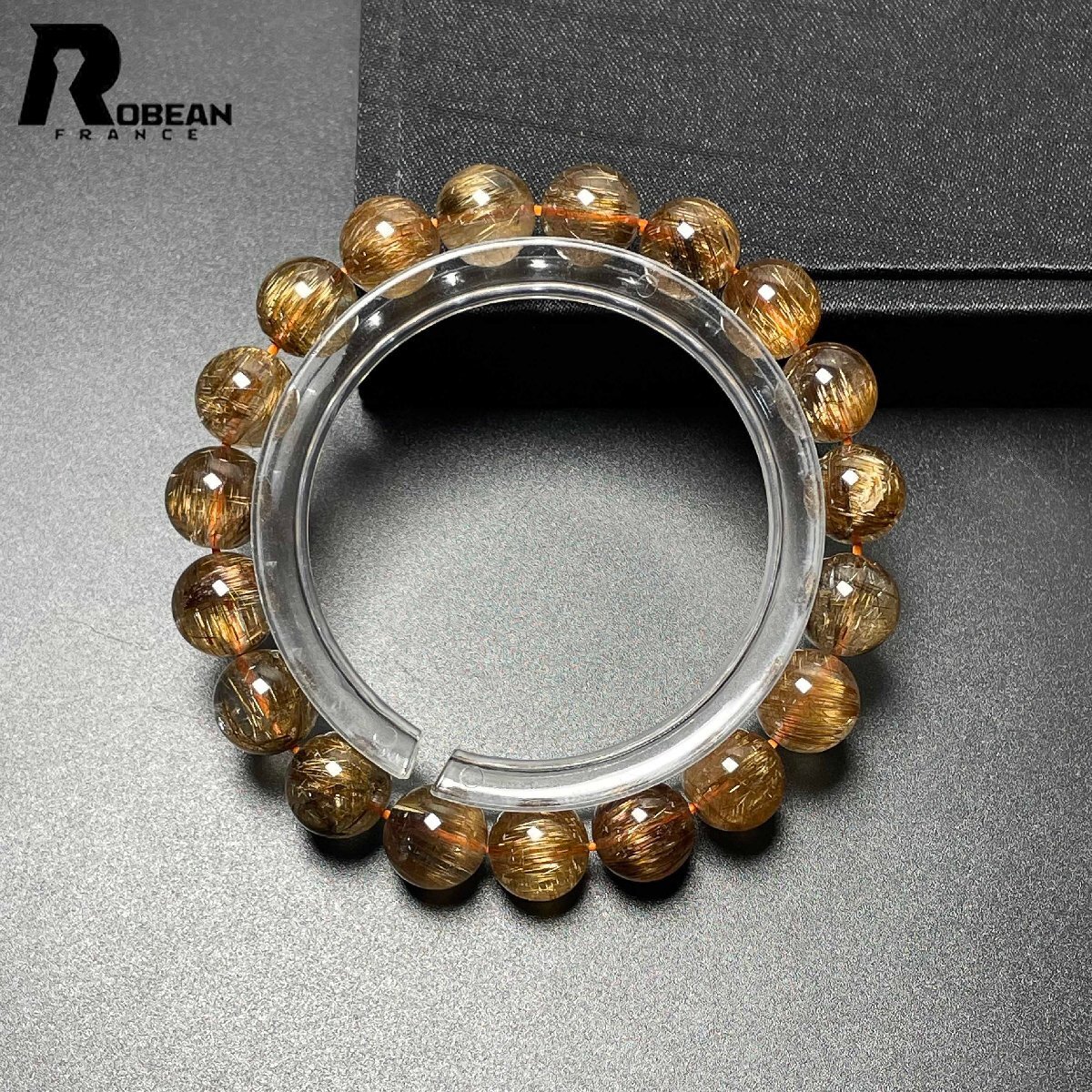 上級 EU制 定価14萬円★ROBEAN?貓目銅髪ルチルクォーツ★ブレスレット パワーストーン 天然石 綺麗 金運(yùn) お守り 9.9-10.3mm M0407857