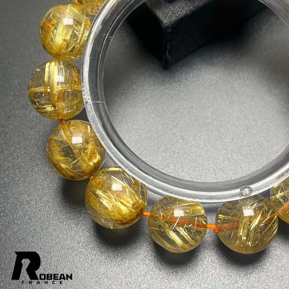 上級(jí) EU制 定価81萬円★ROBEAN?極!極満針ルチルクォーツ★ブレスレット パワーストーン 天然石 綺麗 金運(yùn) お守り 13.8-14.8mm K0407581