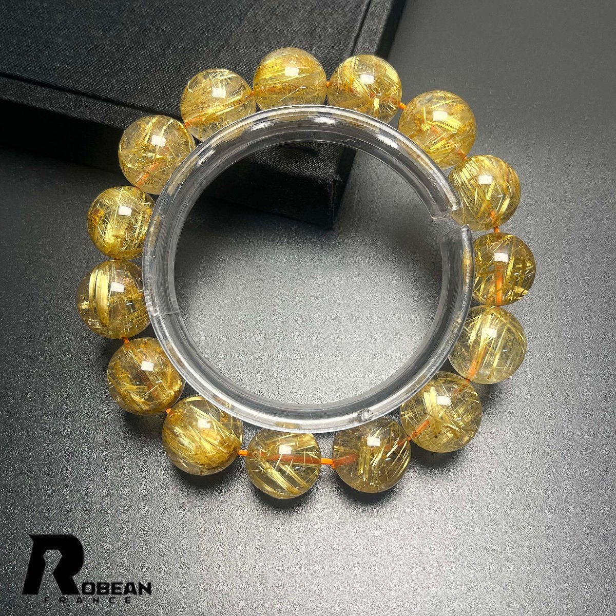 上級(jí) EU制 定価81萬円★ROBEAN?極!極満針ルチルクォーツ★ブレスレット パワーストーン 天然石 綺麗 金運(yùn) お守り 13.8-14.8mm K0407581