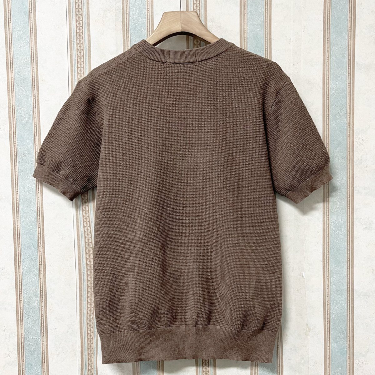 上品?半袖Tシャツ 定価2萬 FRANKLIN MUSK?アメリカ?ニューヨーク発 ウール混 通気 快適 伸縮性 無地 ニット トップス 夏服 サイズ4