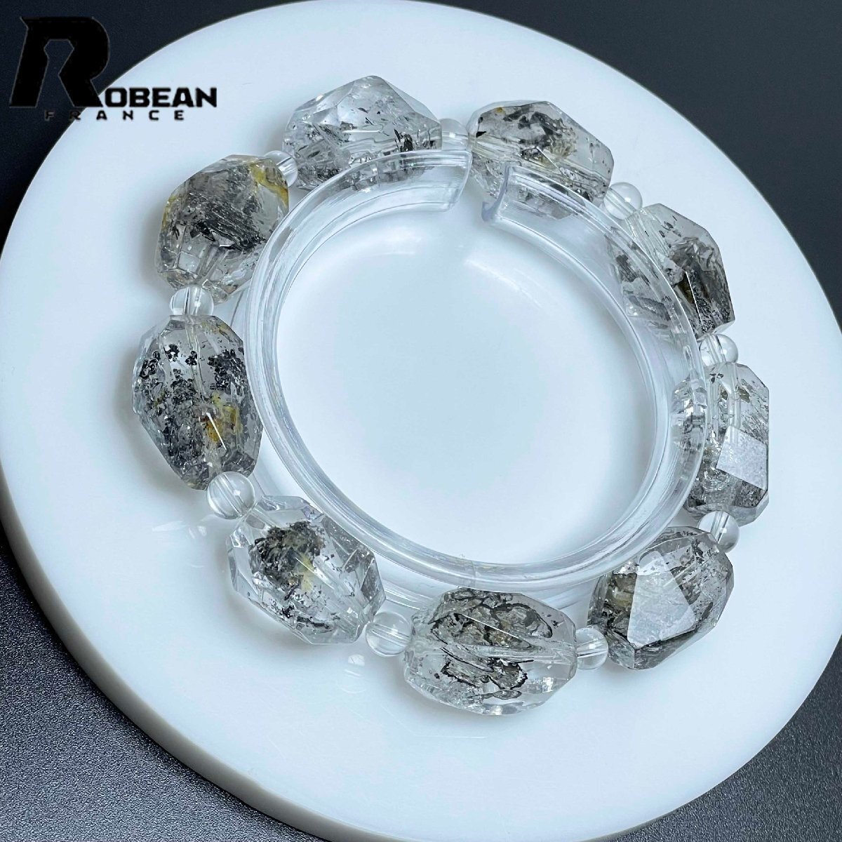 高級(jí) EU制 定価21萬円★ROBEAN?ハーキマーダイヤモンド★パワーストーン ブレスレット 天然石 原石 綺麗 お守り 20.2*14.2mm M0319591