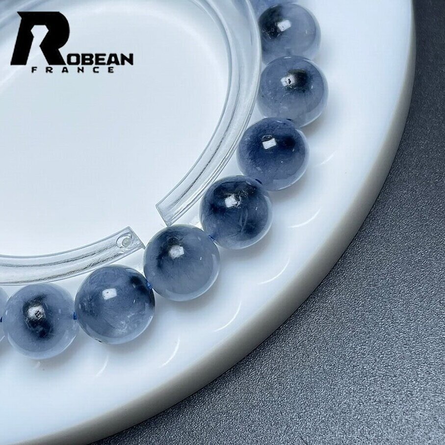 上級 EU制 定価12萬円★ROBEAN?ブルーフラワートルマリンインクォーツ★パワーストーン ブレスレット 天然石 原石 8.8-9.4mm L0124027