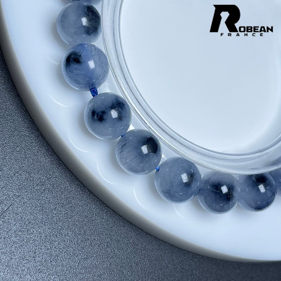 上級 EU制 定価12萬円★ROBEAN?ブルーフラワートルマリンインクォーツ★パワーストーン ブレスレット 天然石 原石 8.8-9.4mm L0124027