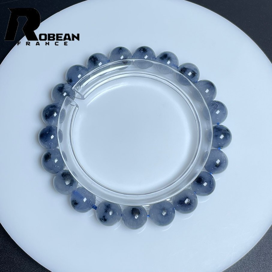 上級 EU制 定価12萬円★ROBEAN?ブルーフラワートルマリンインクォーツ★パワーストーン ブレスレット 天然石 原石 8.8-9.4mm L0124027