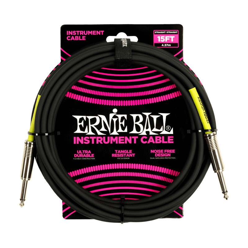ERNIE BALL 6399 15 STRAIGHT / STRAIGHT INSTRUMENT CABLE - BLACK ケーブル〈アーニーボール〉