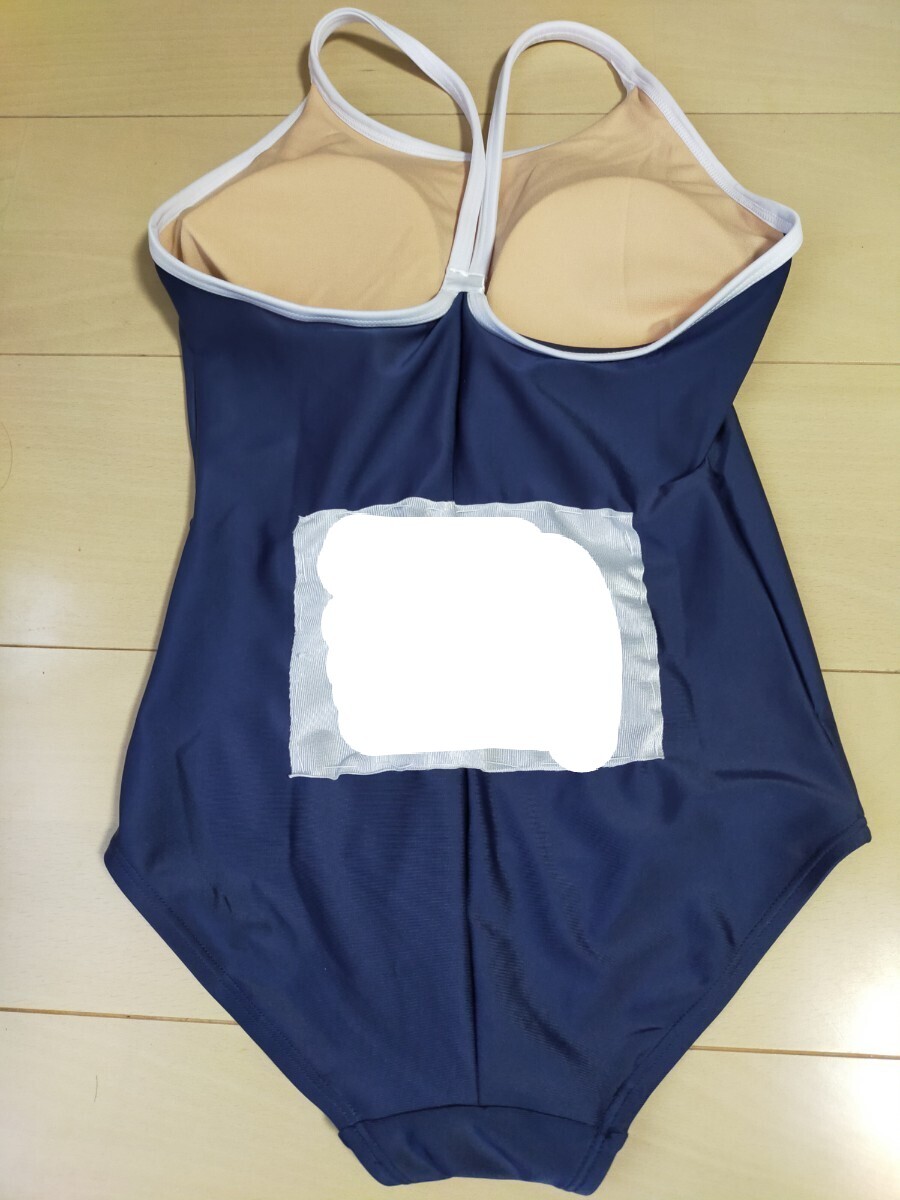 160サイズ　競泳水著　紺色　ネイビー　女の子用　レディース 水泳　スイミング　クリーニング済　名札記名あり　胸パッド付　1円スタート