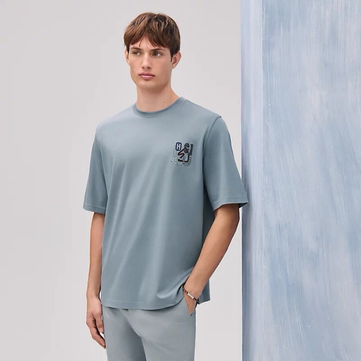 ★即決　HERMES メンズ Tシャツ ミニパッチ 《Hパズル》Mサイズ　新品本物