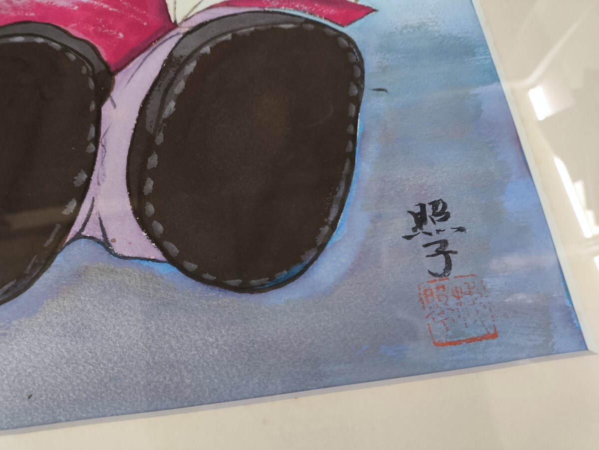 真作【梯照子?水彩畫「やすらぎ」F10サイズ/木制額縁/水森亜土風畫/】※説明欄必読