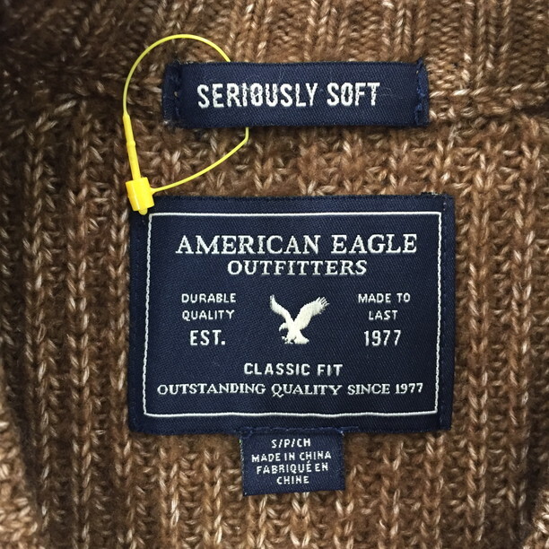 2409F-231 メンズ American Eagle アメリカン イーグル ブラウン ニットセーター S 【送料一律！800円】