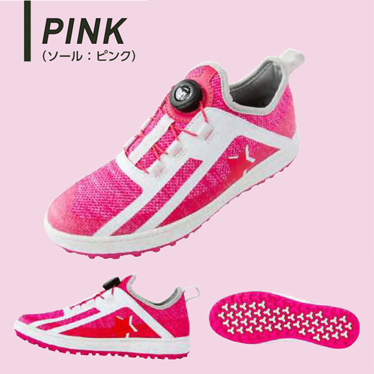 【レディース】Lynx ゴルフシューズ SK-54L【L's】【リンクス】【ゴルフ】【スパイクレス】【サイズ：24.0cm】【カラー：ピンク】