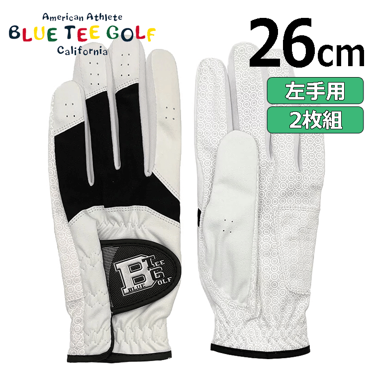 BLUE TEE GOLF　SUPER GROP GLOVE BTG-GL004 【ブルーティーゴルフ】【左手用】【2枚組】【ホワイト/ブラック】【26cm】【Glove】