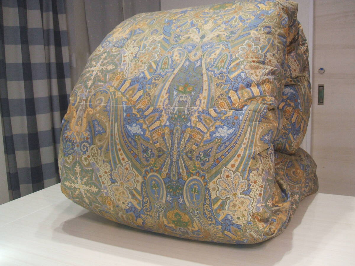 新品＊上級品８０超長綿１００％生地【六つ星＊プレミアムブラック】フランス産プレミアム９５％＊二層式＊上級羽毛布団（シングルブルー）