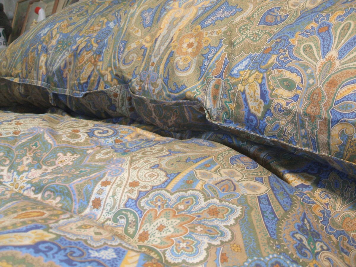 新品＊上級品８０超長綿１００％生地【六つ星＊プレミアムブラック】フランス産プレミアム９５％＊二層式＊上級羽毛布団（シングルブルー）