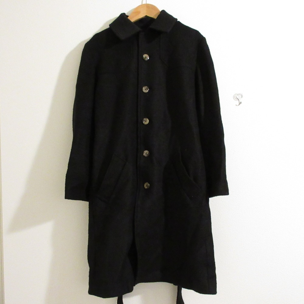 美品 A.P.C. アーペーセー シングル ロング ベルテッド ステンカラーコート バルマカーンコート XS ブラック