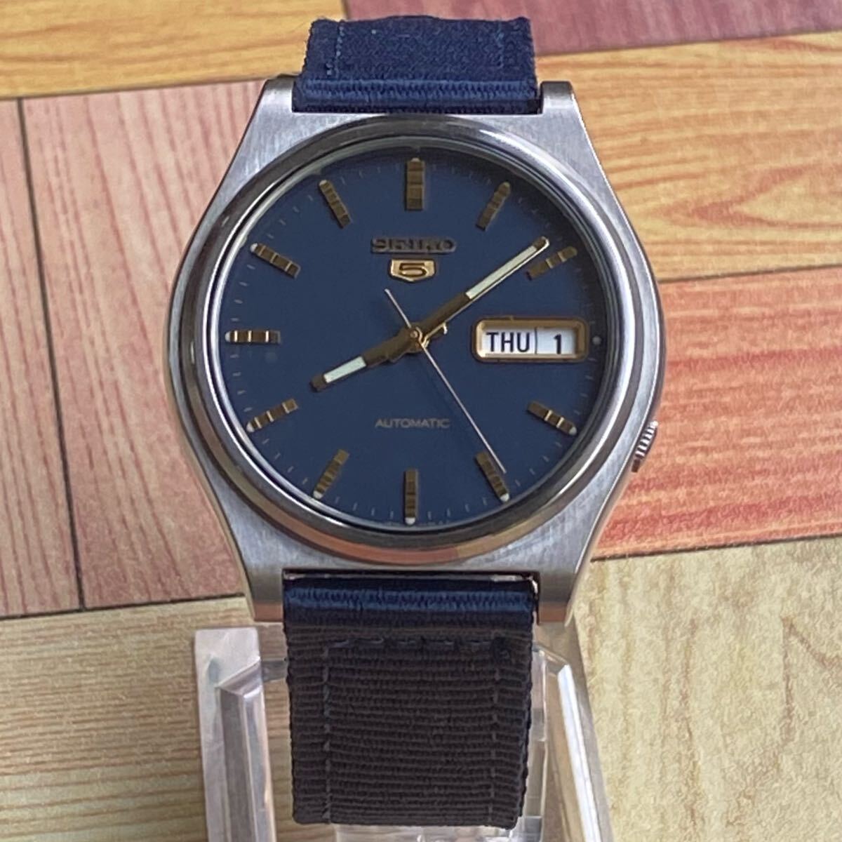 セイコー腕時(shí)計(jì) SEIKO 21石 automatic セイコー5 自動(dòng)巻き 里スケルトン 7S26-0540 ブルー文字盤(pán) 