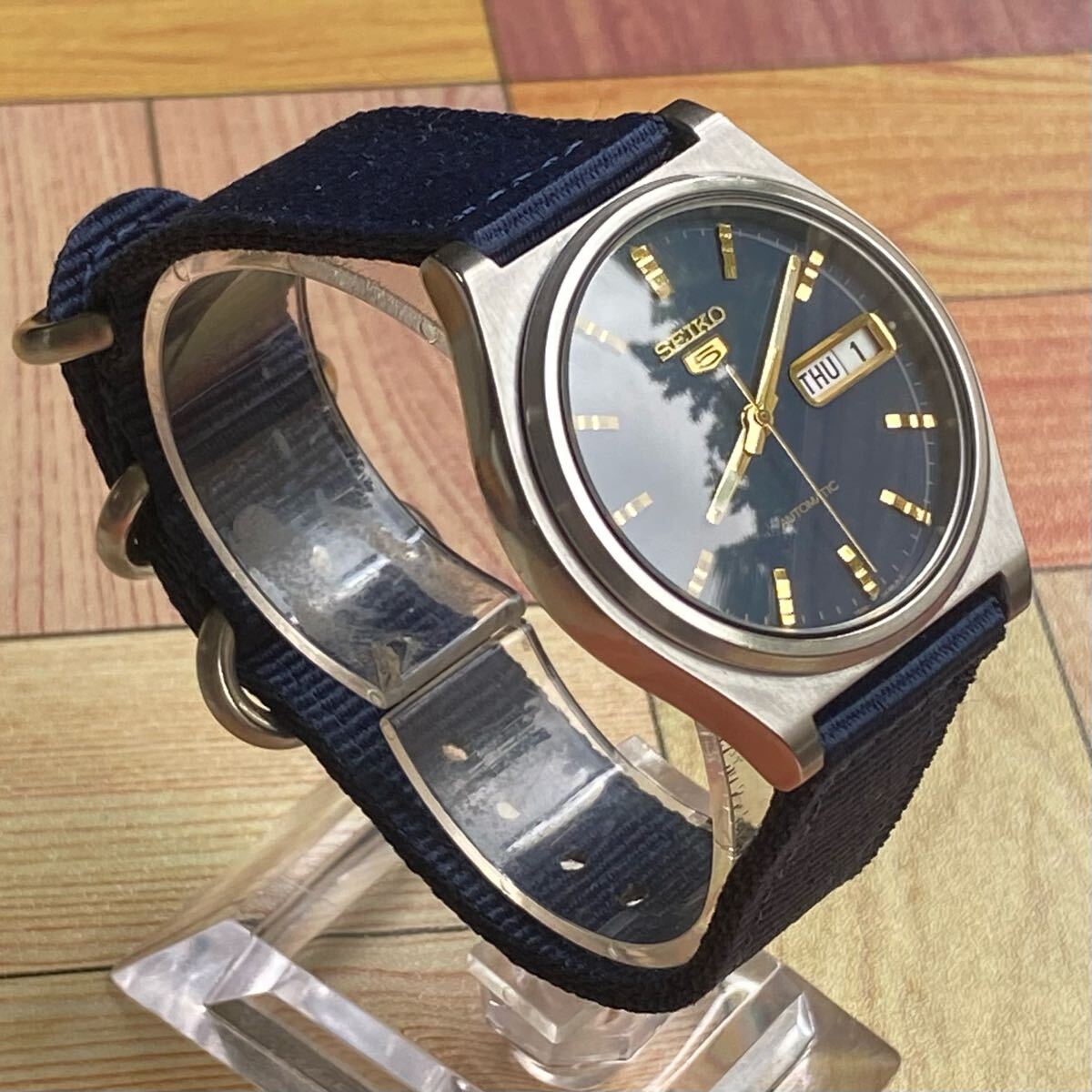 セイコー腕時(shí)計(jì) SEIKO 21石 automatic セイコー5 自動(dòng)巻き 里スケルトン 7S26-0540 ブルー文字盤(pán) 