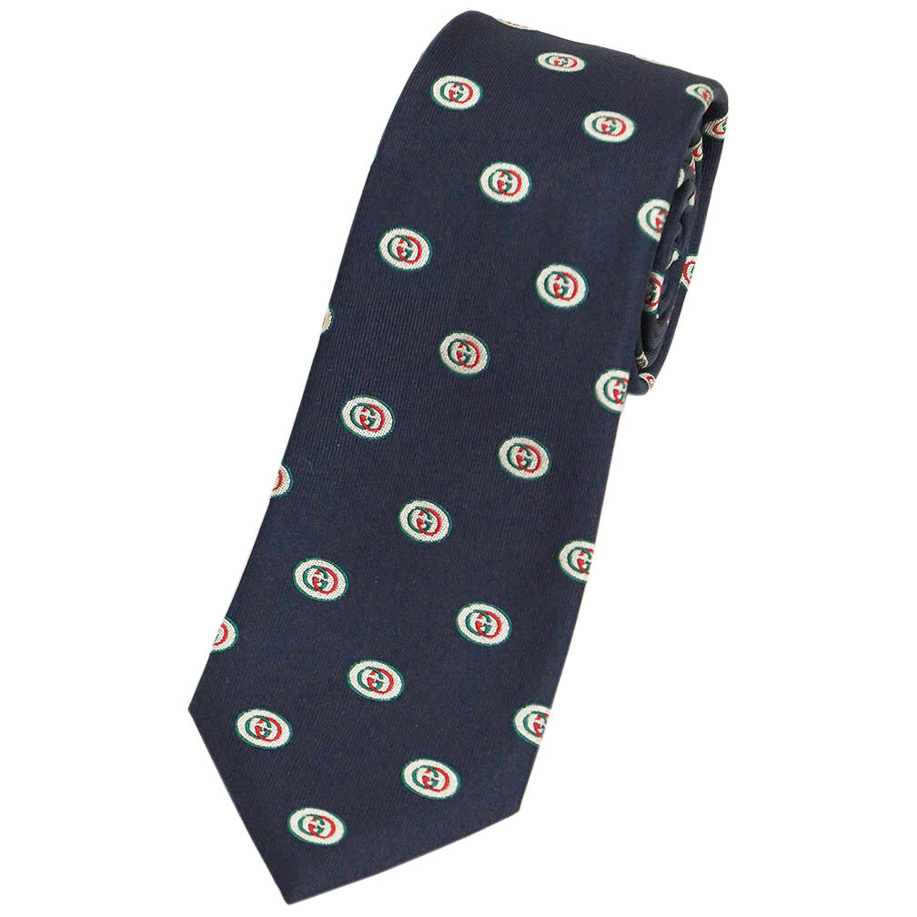 未使用 グッチ ブランド ネクタイ 573470-4000 GUCCI メンズ 高級(jí) シルク 100％ GG ロゴ ドット 水玉 ネイビー 紺色 アウトレット