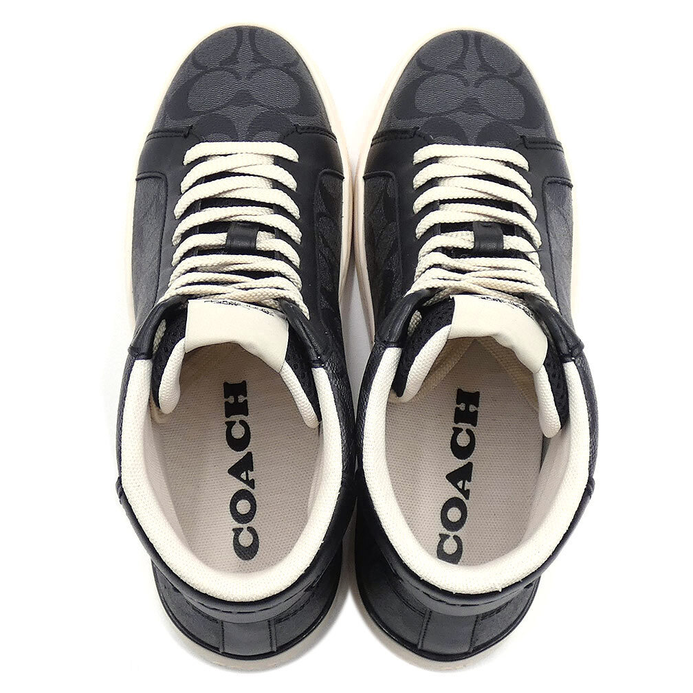 未使用 コーチ シューズ COACH G5385-CQ/BK 靴 クリップ ハイ トップ スニーカー チャコール グレー ブラック 黒 灰色 サイズ 9 D 27cm