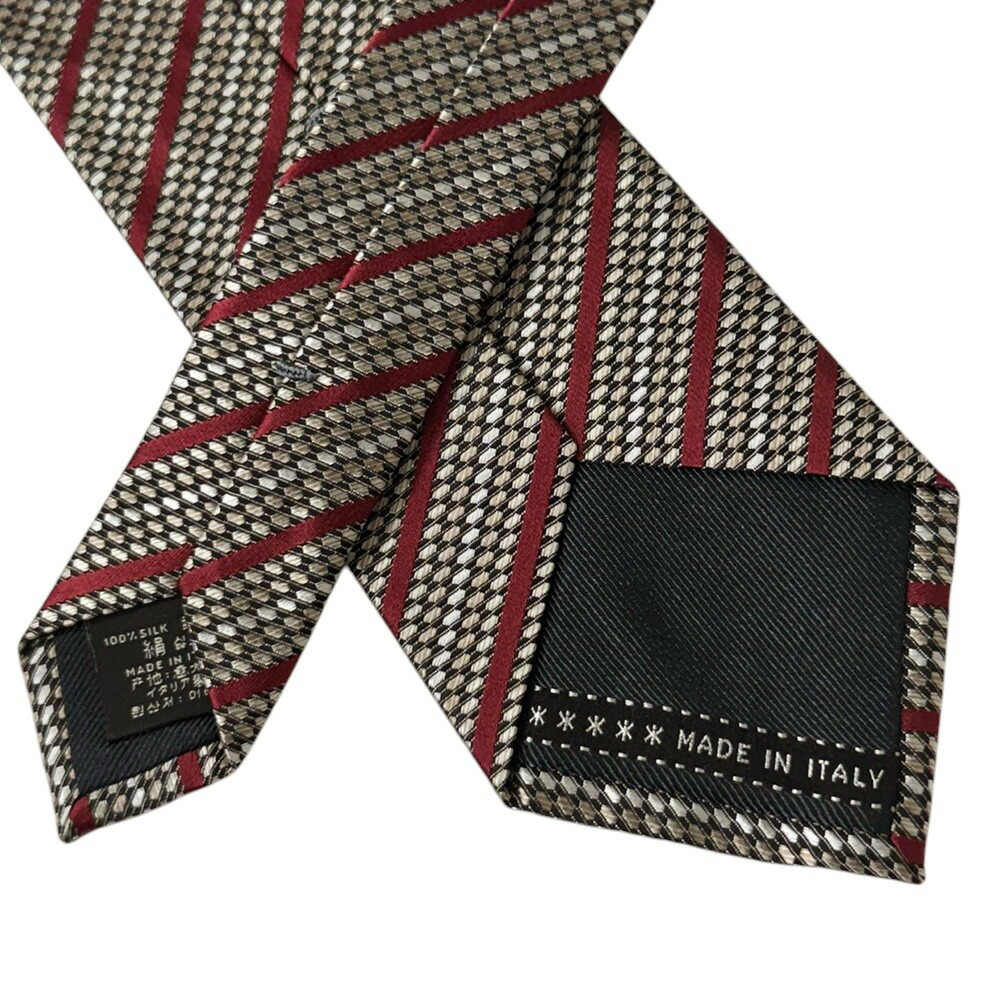 未使用 ゼニア ブランド ネクタイ エルメネジルド・ゼニア 高級 シルク 100% ストライプ ゴールド レッド アウトレット_画像5