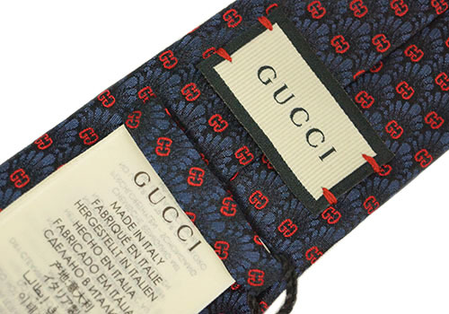 未使用 グッチ ブランド ネクタイ 624063-4069 GUCCI メンズ 高級(jí) シルク 100％ GG フラワー ミッドナイトブルー ネイビー レッド 紺 赤
