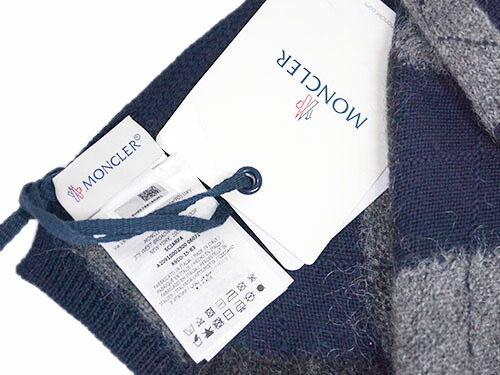 モンクレール マフラー MONCLER アーガイル ネイビー グレー 紺 レディース メンズ 28105