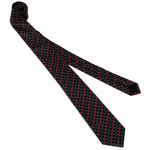 未使用 グッチ ネクタイ 644510-4174 GUCCI 高級 シルク 100％ インターロッキングG ロゴ ストライプ ブラック レッド グリーン 黒 赤 緑