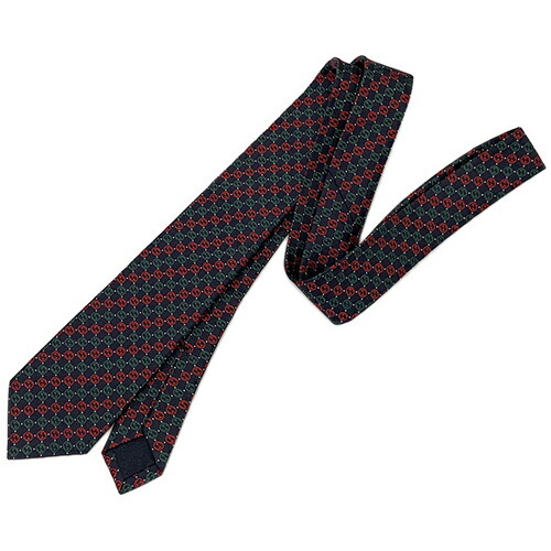未使用 グッチ ネクタイ 644510-4174 GUCCI 高級 シルク 100％ インターロッキングG ロゴ ストライプ ブラック レッド グリーン 黒 赤 緑