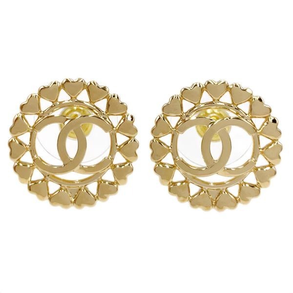 未使用 シャネル ピアス ABA273 CHANEL アクセサリー ジュエリー ラウンド ハート ココ ゴールド