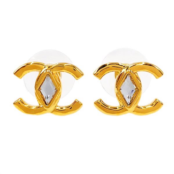 未使用 シャネル ピアス AB9930 CHANEL アクセサリー ジュエリー CC ココ ゴールド クリスタル