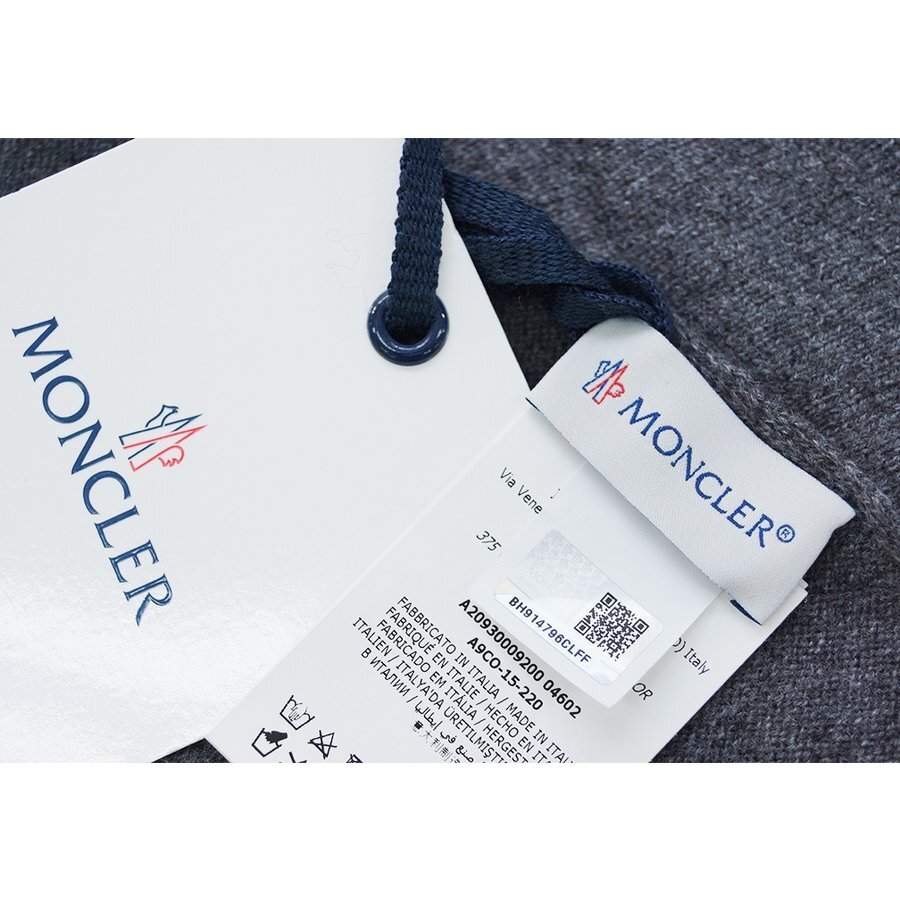 モンクレール ショール MONCLER カシミヤ カシミア 100％ シンプル 無地 ワンポイント グレー 灰色 レディース 17114