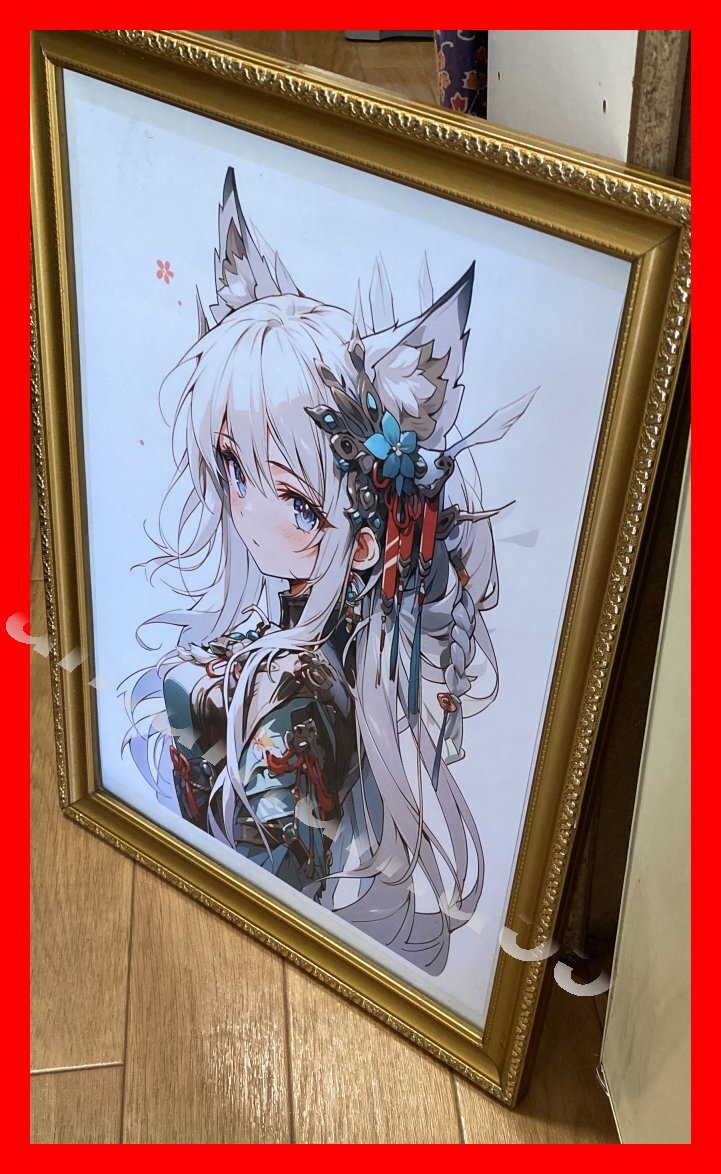 No.a185 キャンバスポスター 30x40cm キャンバス生地 インクアート 蕓術(shù) アート ポスター コンコンきつねさん 人に化けてみたよ