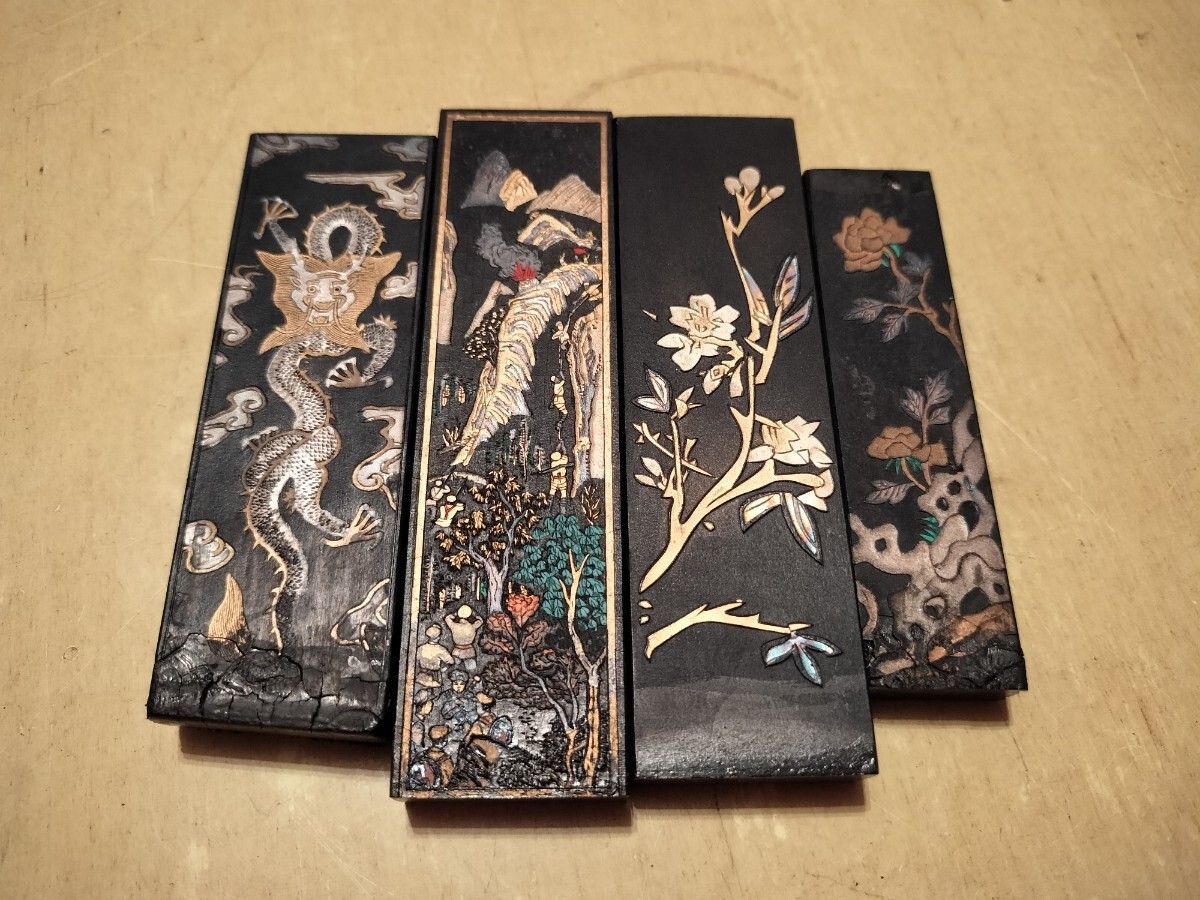 中国 古墨 山水文香盆型墨 時代箱付 V R7361 中国 古墨 山水文香盆型墨 時代箱付 V R7361 中国 古墨