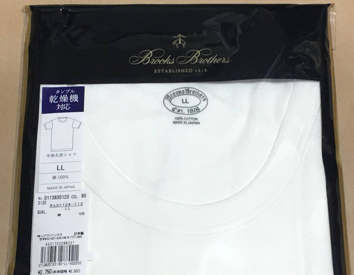 BROOKS BROTHERS　半袖 丸首シャツ 日本制　綿100％　LL　ブルックスブラザーズ