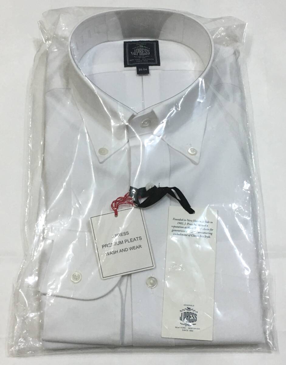 J.PRESS　形態安定PLEMIUM PLEATS 長袖 ボタンダウンシャツ　綿100　38-84　ホワイト　ジェイプレス オンワード　定価14.300円_画像5