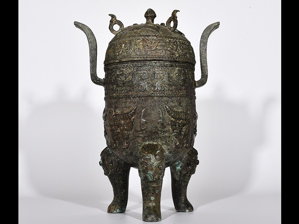 TA252■中国古玩 西周 青銅器鳳鳥紋・饕餮紋・獣面紋双耳炉 珍品■ その他