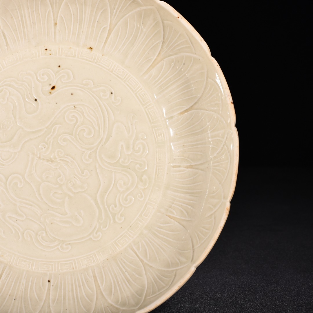 TA313■中国古玩 唐物 宋時代 定窯 龍紋洗 乾隆御題銘文 時代物 極上品■高さ3.5cm・直径17.7cm■_画像7