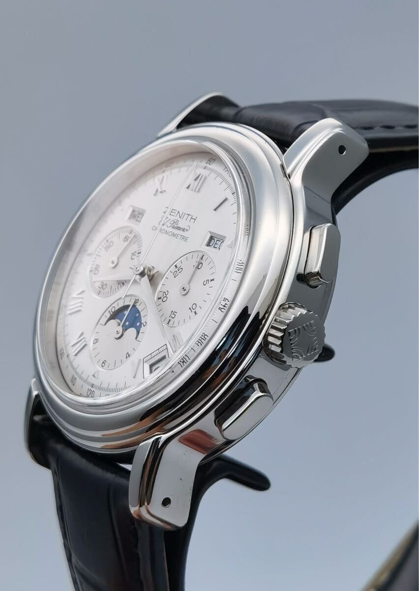 中古美品 ゼニス ZENITH クロノマスター エルプリメロ 02.0240.410 ムーンフェイズ クロノグラフ シルバー SS 自動巻き メンズ 腕時計