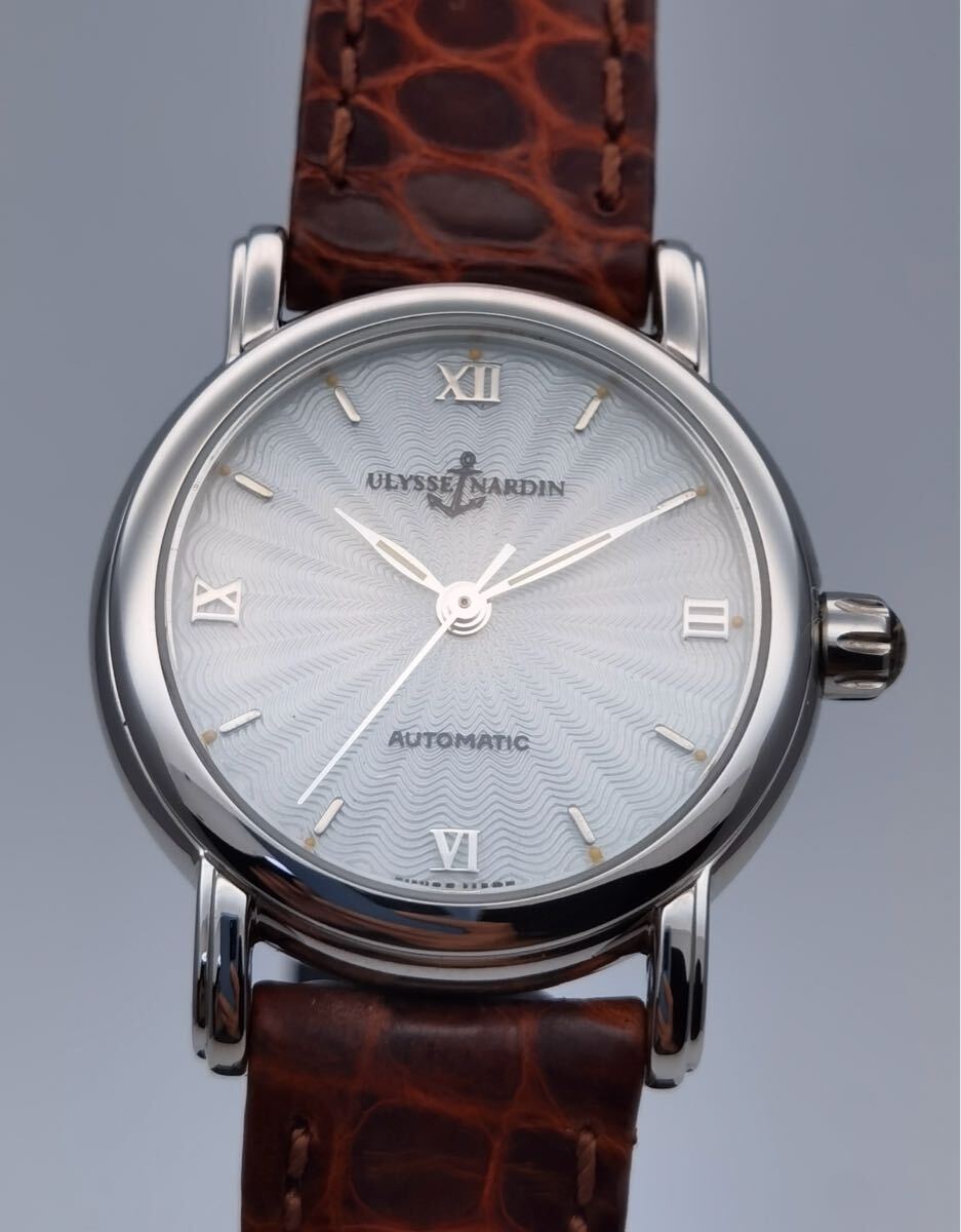 中古 箱あり ユリスナルダン Ulysse Nardin サンマルコ 123-77-9 ステンレス SS シルバー文字盤 自動(dòng)巻き レディース 腕時(shí)計(jì)