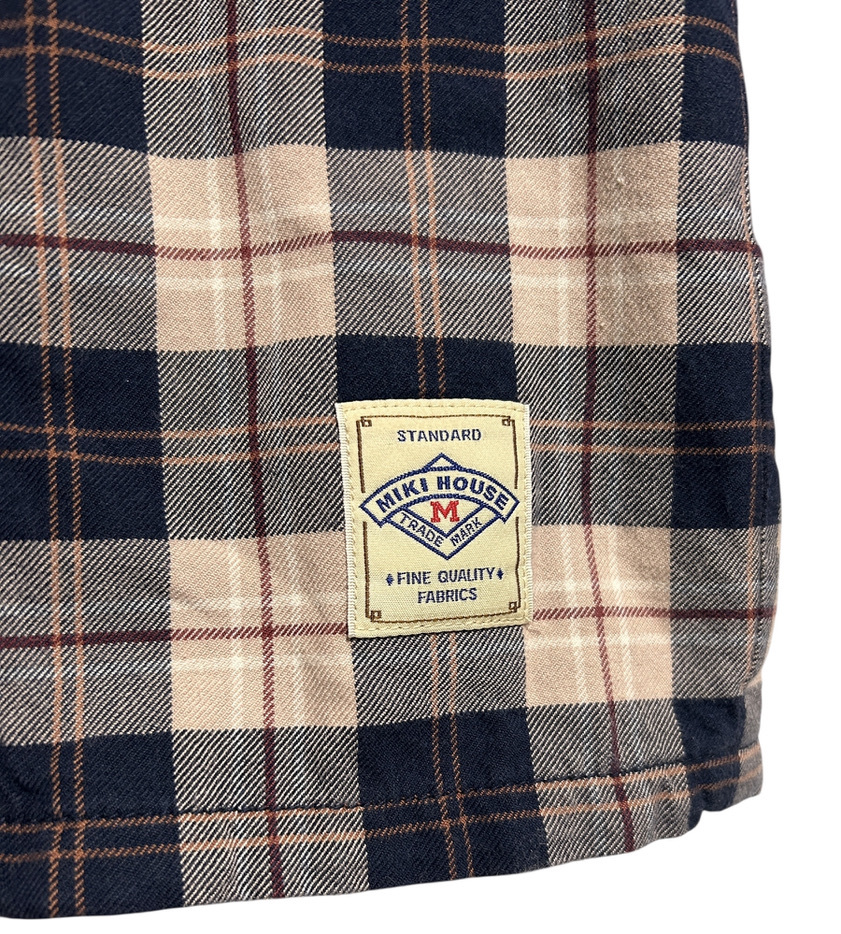 美品▽MIKI HOUSE ミキハウス 裏地付き 長袖シャツ ネルシャツ 100 紺 茶色 ネイビー ブラウン キッズ 子供服_画像5