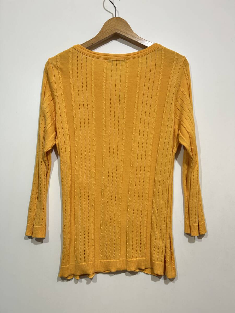 ▼ KEITH キース 透かし編み コットンニット カーディガン ノーカラータイト トップス 伸縮 薄手 オレンジ ４４ ルック_画像2