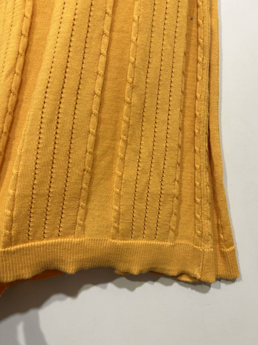 ▼ KEITH キース 透かし編み コットンニット カーディガン ノーカラータイト トップス 伸縮 薄手 オレンジ ４４ ルック_画像6