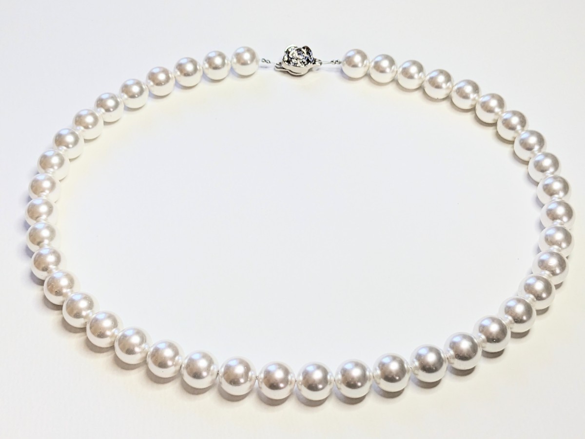 【限界市場(chǎng)】シェルパール★ホワイト★10mm★長(zhǎng)さ38?45cm選択可能★ネックレス★天然貝パール★送料無(wú)料★　